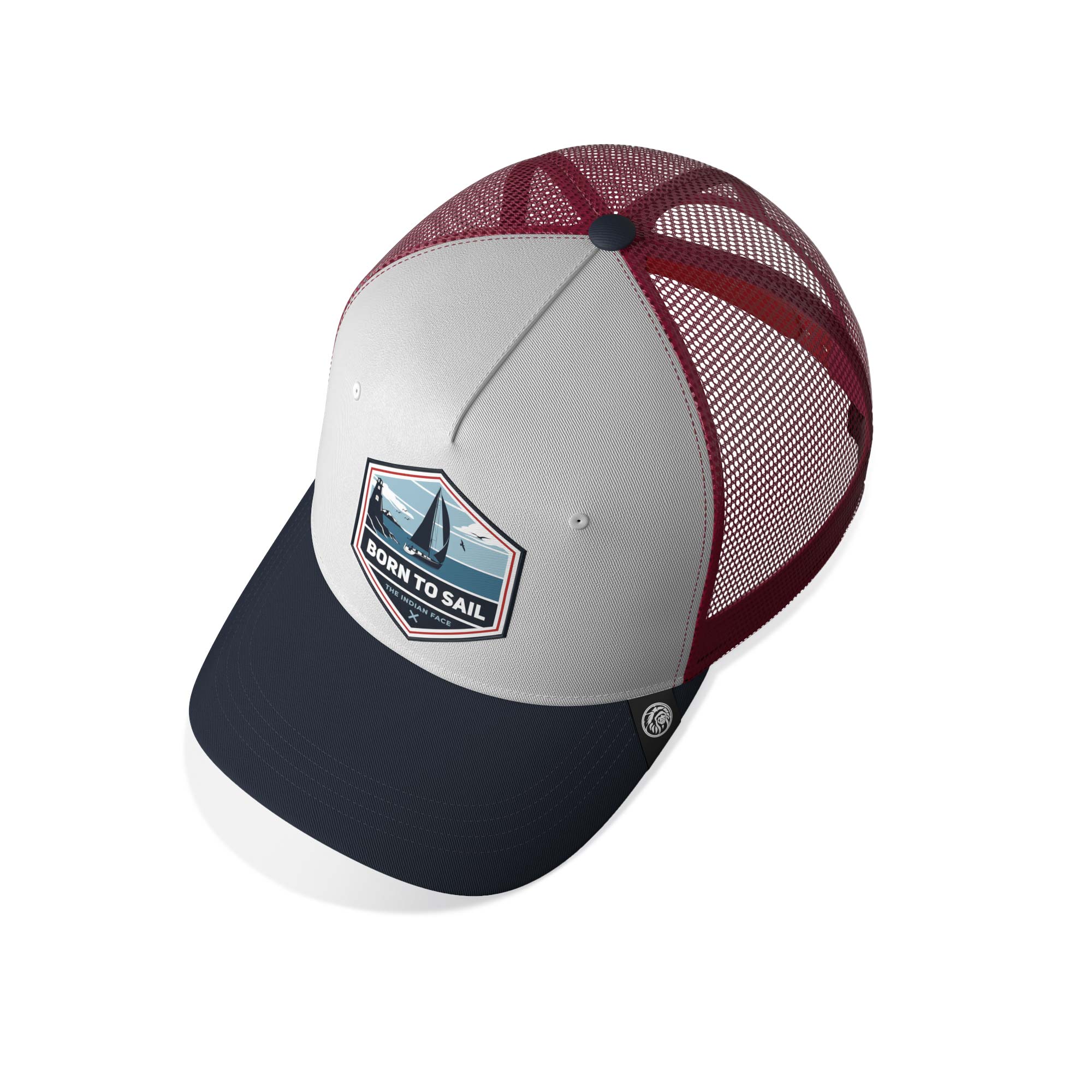 Gorra trucker deportiva unisex para hombre y mujer Born to Sail White / Red / Blue